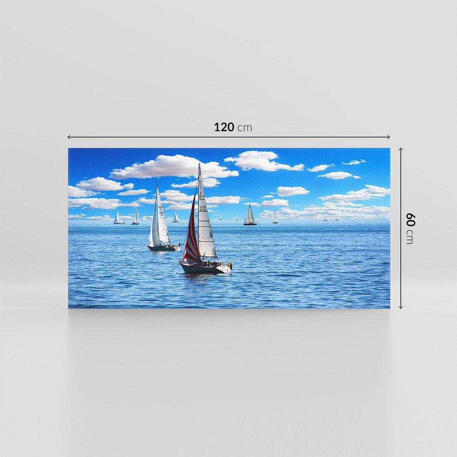 Obraz na płótnie 120x60 - Łódki na morzu i niebo - łódki, morze