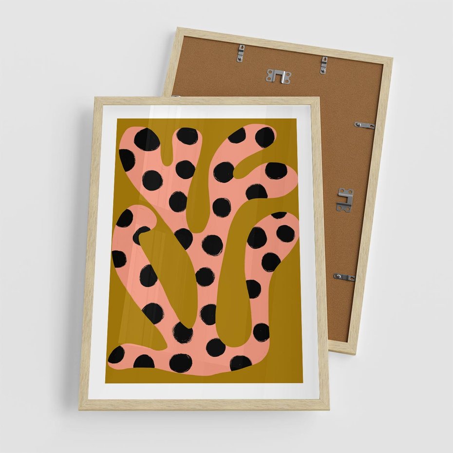 Plakat w ramie 50x70 - Rozkwitająca Wolność Boho - abstrakcyjne boho kształty, dziwne - rama drewno