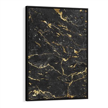 Obraz w ramie 70x100 - Egzotyczny Blask - marmur, złoto - rama czarna