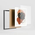 Plakat w ramie 40x50 - Brązowa Ekspresja - liść monstery, boho obraz - rama czarna