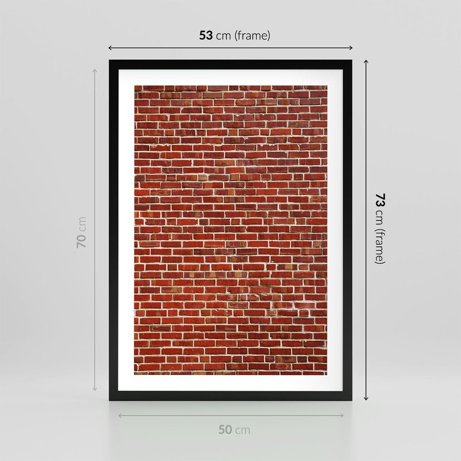 Plakat w ramie 50x70 - Mur z Cegieł - cegły, mur - rama czarna