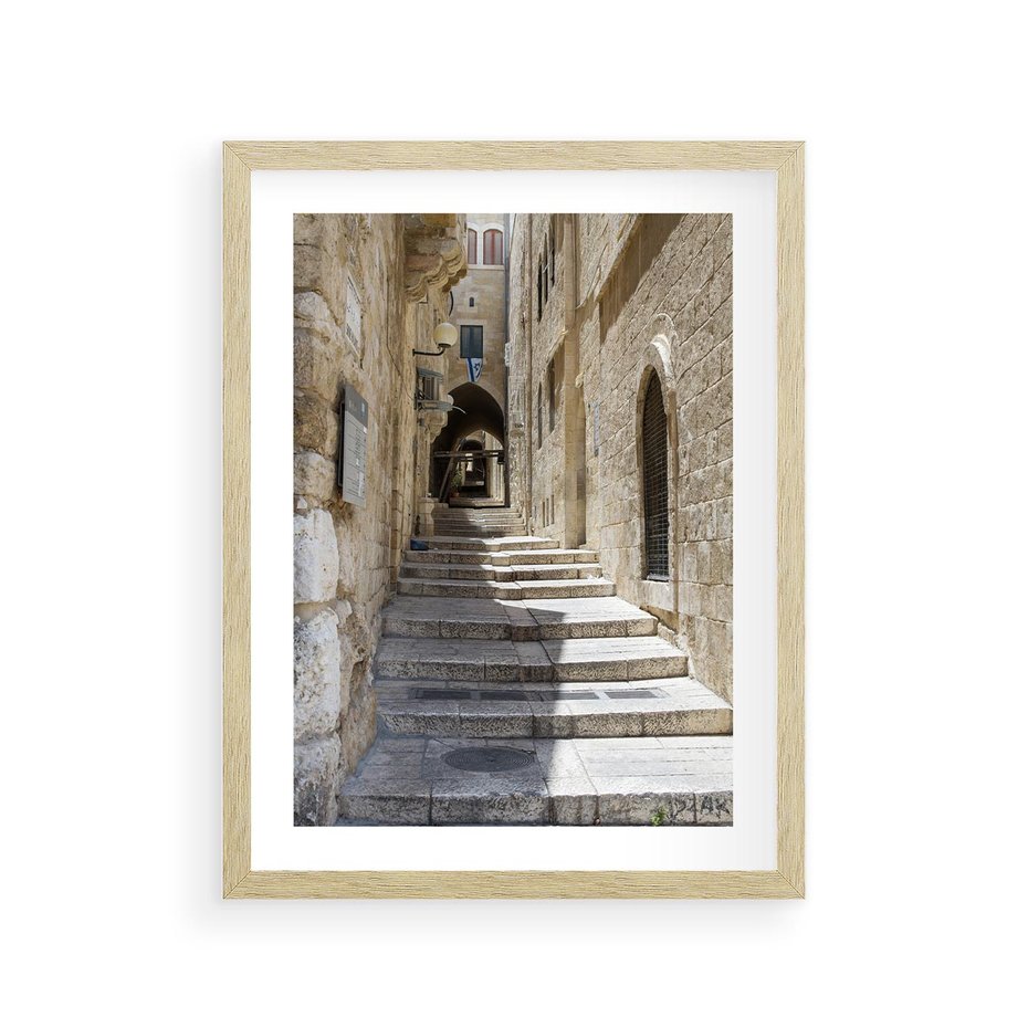 Plakat w ramie 30x40 - Urok uliczki: perspektywa miasta - uliczka, perspektywa - rama drewno