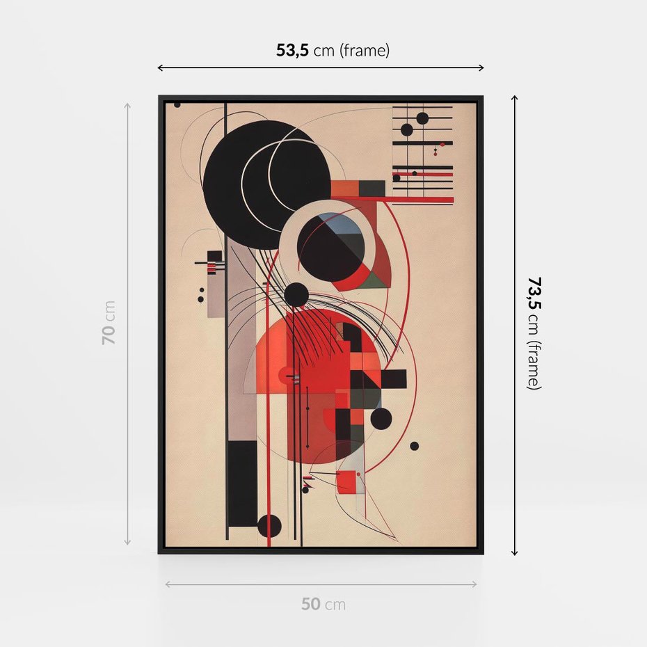 Obraz w ramie 50x70 - Rozbijające Granice Dźwięku - modernistyczny obraz, styl bauhaus - rama czarna