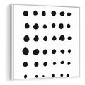 Obraz w ramie 50x50 - Refleksje Światła - minimalistyczna kompozycja, czarne kropkina białym tle - rama biała