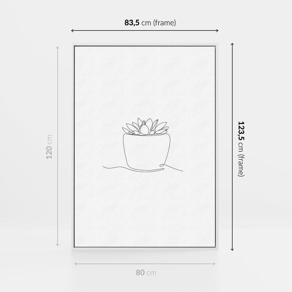 Obraz w ramie 80x120 - Rozkwitające Echa - szkic, minimalizm - rama biała