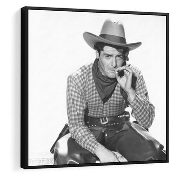 Obraz w ramie 50x50 - Dziki Zachód - retro zdjęcie, czarno białe - rama czarna