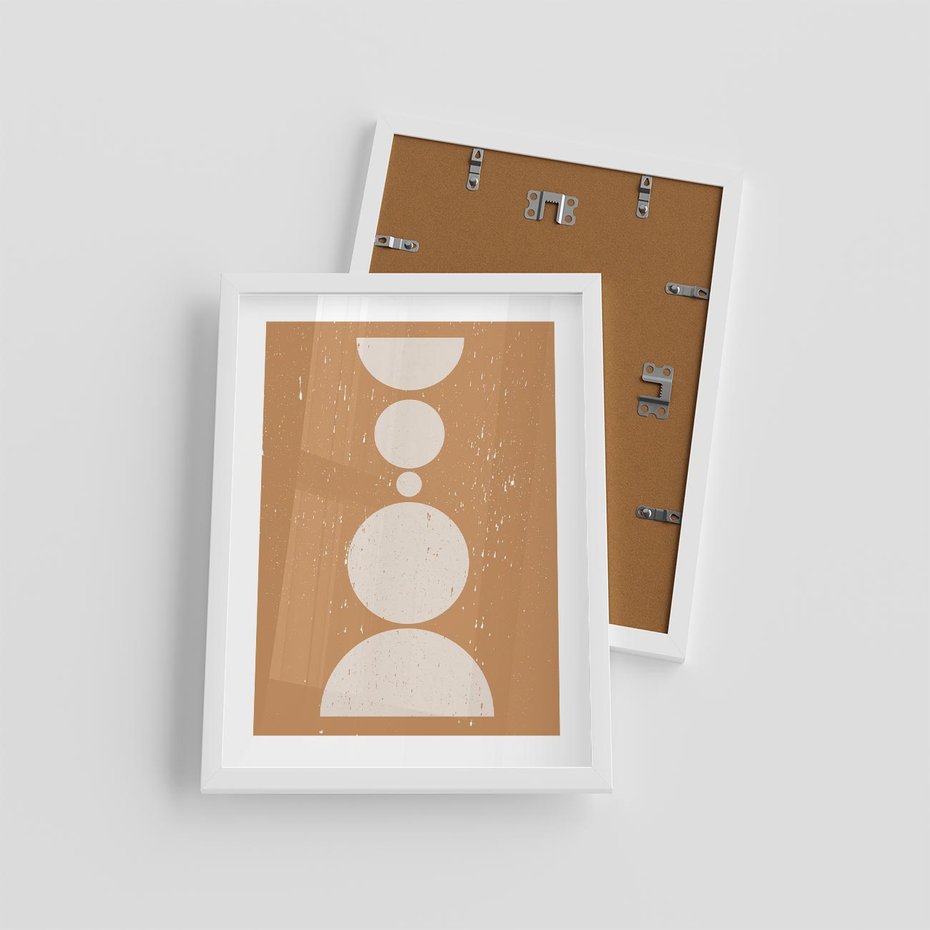 Plakat w ramie 30x40 - Podróżne Echa - mid century styl, nowoczesna grafika - rama biała