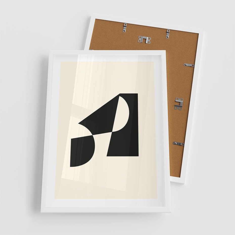 Plakat w ramie 50x70 - Rozświetlony Cień - abstrakcyjna sztuka, geometria - rama biała