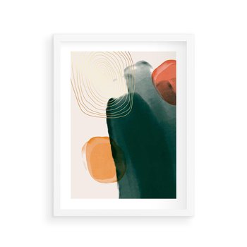 Plakat w ramie 50x70 - Modernistyczne Spektrum - abstrakcyjna granatowa plama, akwarela - rama biała