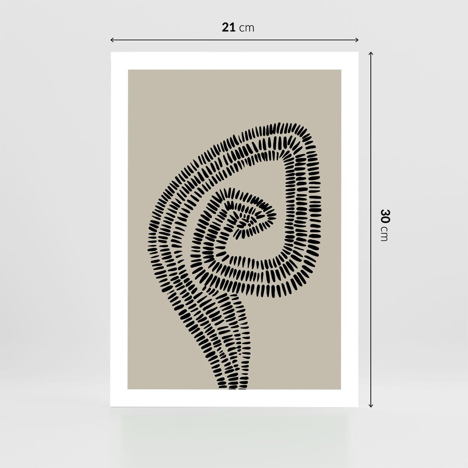 Plakat bez ramy 21x30 - Nowoczesne Spektrum Wyobraźni - boho plakat, czarne kropki kreski