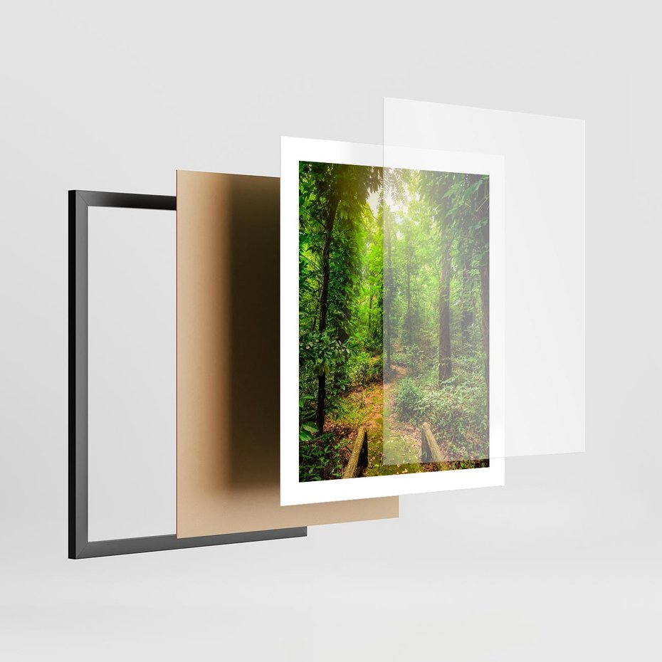 Plakat w ramie 40x50 - Współistnienie z naturą - drzewa, las - rama czarna