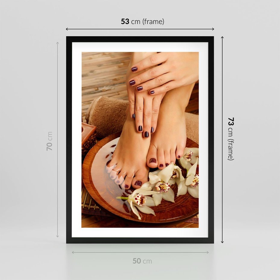 Plakat w ramie 50x70 - Relaksujące Spa i Perfekcyjny Manicure - spa, paznokcie - rama czarna