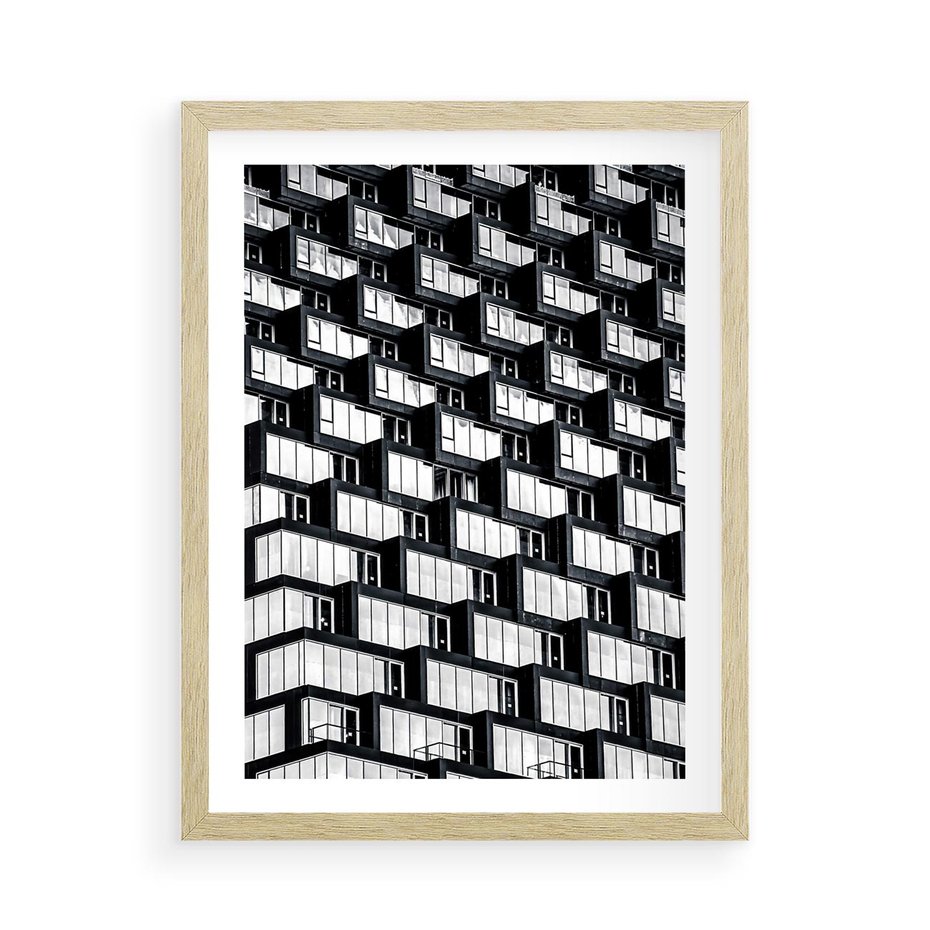 Plakat w ramie 50x70 - Elegancja Wysokości - architektura, wieżowiec - rama drewno