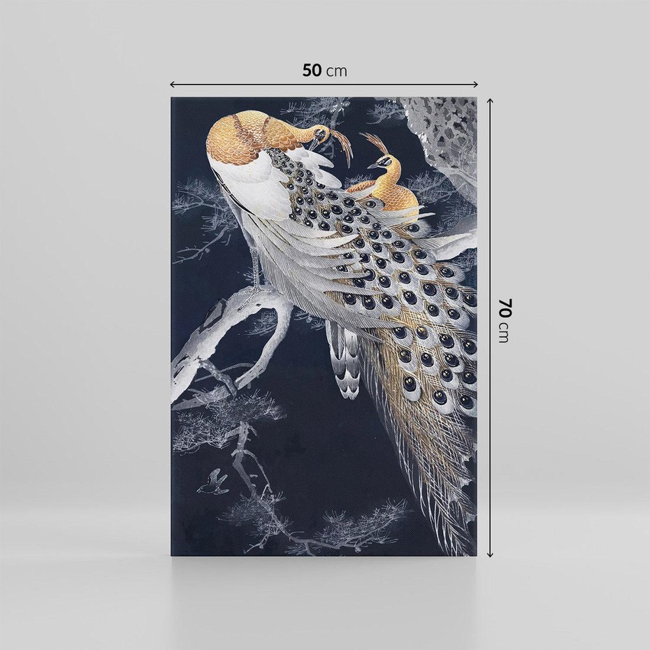 Obraz na płótnie 50x70 - Japońskie Pawie - japońska grafika, pawie