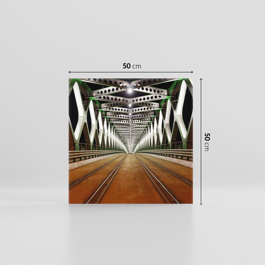 Obraz na płótnie 50x50 - Most kolejowy w nocy - most, kolej