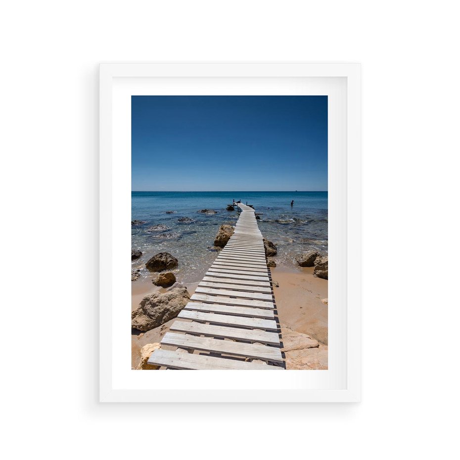 Plakat w ramie 30x40 - Oaza spokoju - plaża, morze - rama biała