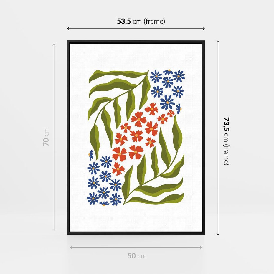 Obraz w ramie 50x70 - Splątane Granice - kwiaty, sztuka nowoczesna - rama czarna