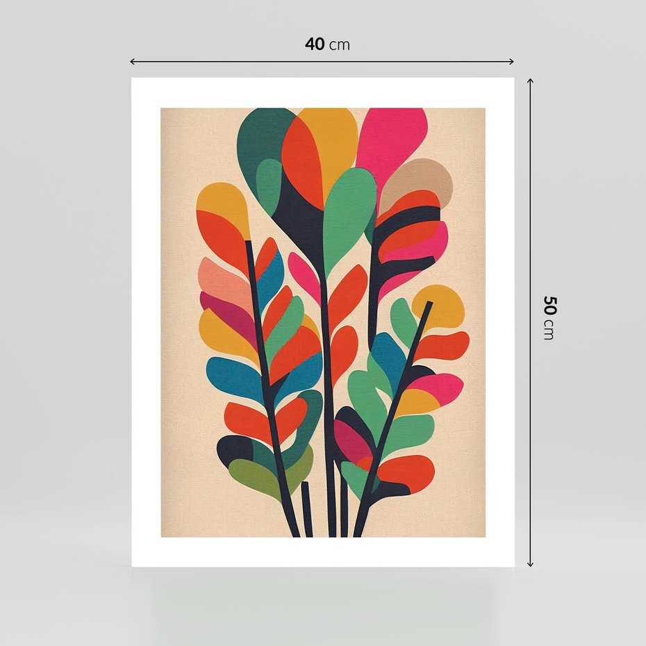 Plakat bez ramy 40x50 - Symfonia Wzrokowych Impresji - abstrakcyjny kolorowy tęczowy obraz, inspiracje roślinne