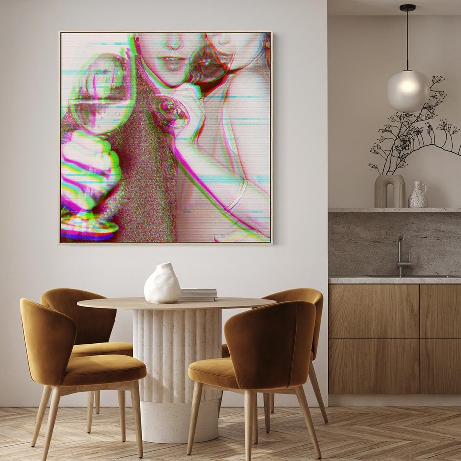 Obraz w ramie 50x50 - Zakochani na Kliszy - zdjecie, stara prześwietlona klisza - rama drewno