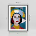 Plakat w ramie 50x70 - Kształtujące Widzenia - abstrakcyjny obraz olejny, portret twarzy kobiety - rama czarna