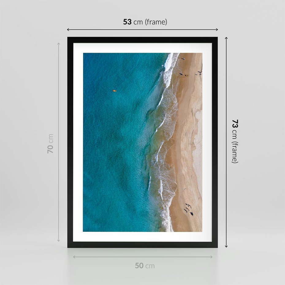 Plakat w ramie 50x70 - Spokój nad morzem - morze, plaża - rama czarna