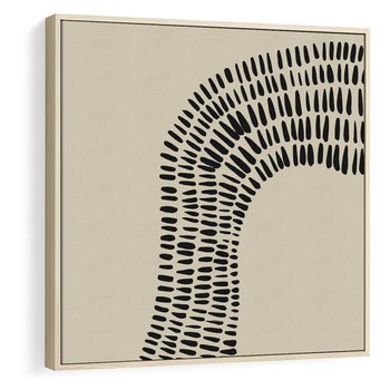 Obraz w ramie 50x50 - Migotliwa Innowacyjna Ekspresja - boho plakat, czarne kropki kreski - rama drewno