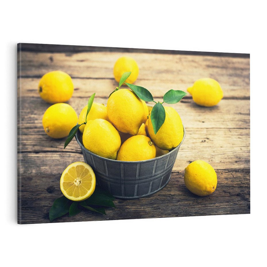 Obraz na płótnie 120x80 - Ożywczy koszyk - cytryny, koszyk