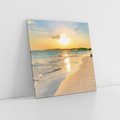 Obraz na płótnie 80x80 - Zachód słońca na plaży - plaża, zachód