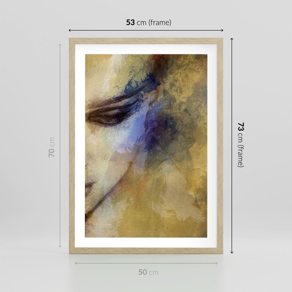 Plakat w ramie 50x70 - Graficzna ekspresja kobiecego portretu - portret, grafika - rama drewno