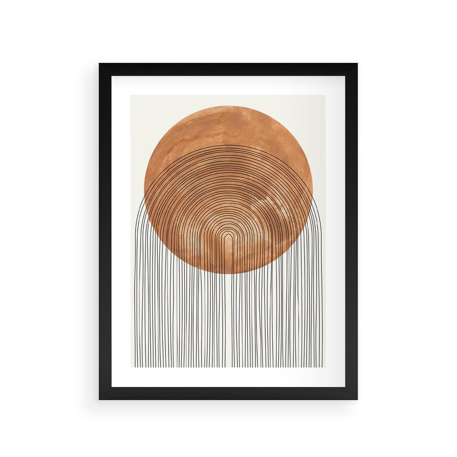 Plakat w ramie 30x40 - Konturem Kształtowane - koło, boho styl - rama czarna
