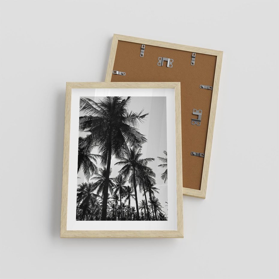 Plakat w ramie 30x40 - Mono Tropiki - palmy, drzewa palmowe - rama drewno