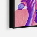 Obraz w ramie 70x100 - Kwiaty we Włosach - różowa postać, grafika - rama czarna