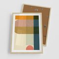 Plakat w ramie 50x70 - Geometryczna Grafika na Plakacie - geometryczna nowoczesna grafika, minimalizm - rama drewno