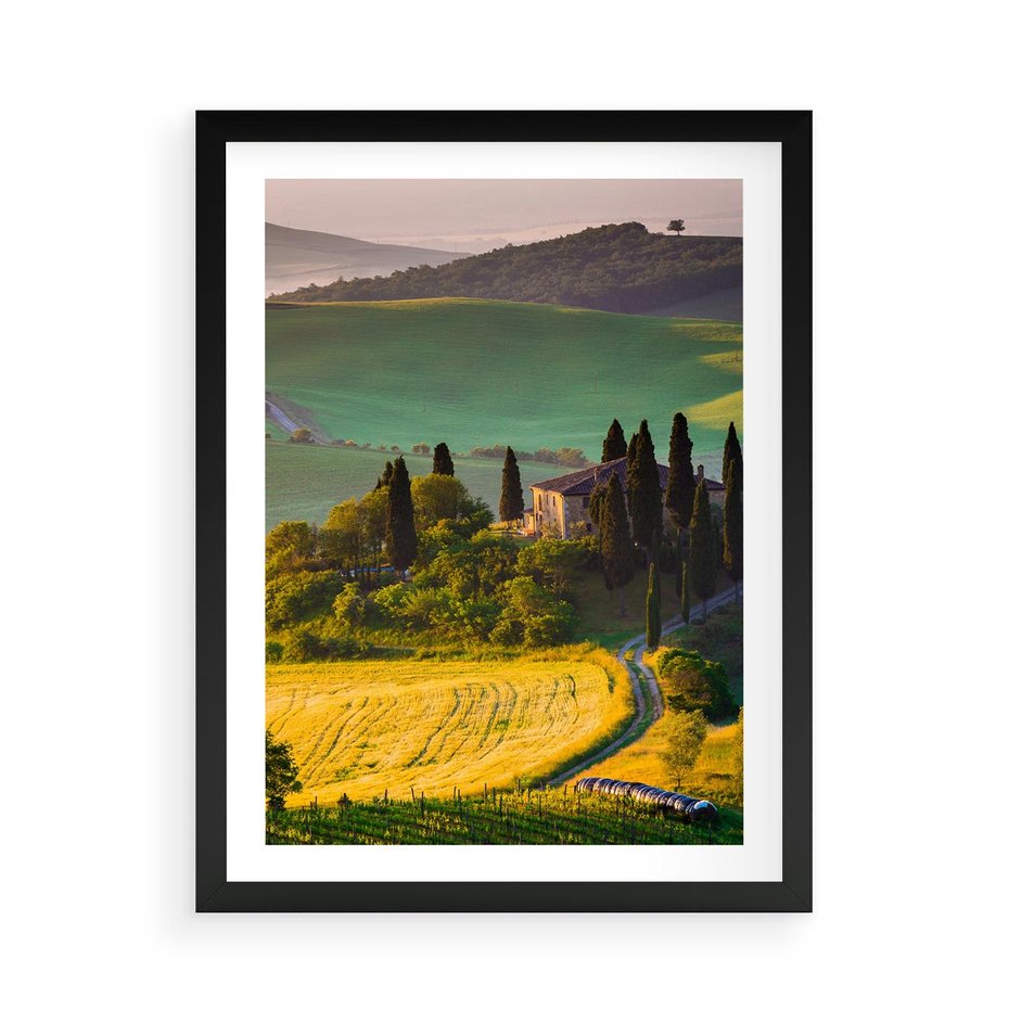 Plakat w ramie 50x70 - Pejzaż w perspektywie - pejzaż, perspektywa - rama czarna