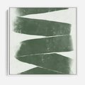 Obraz w ramie 80x80 - Zielone Refleksje - abstrakcja, zgaszony zielony kolor - rama biała