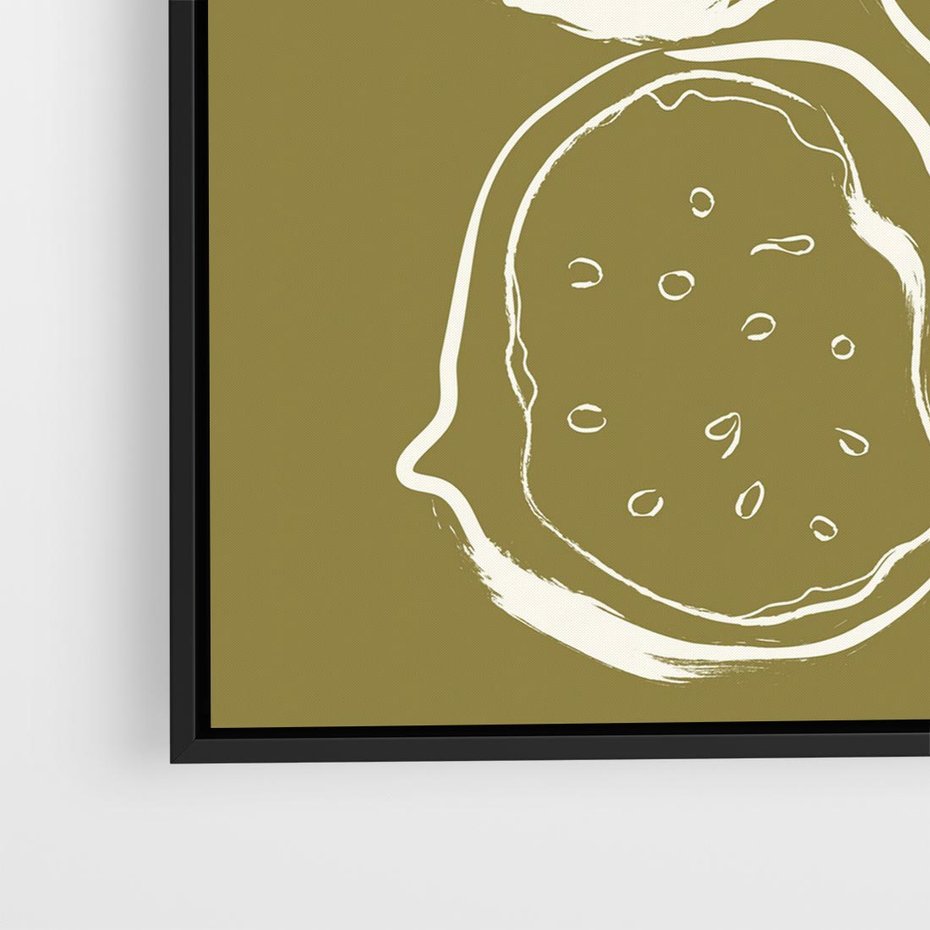 Obraz w ramie 50x50 - Podróżne Barwy - figi, minimalistyczny styl - rama czarna