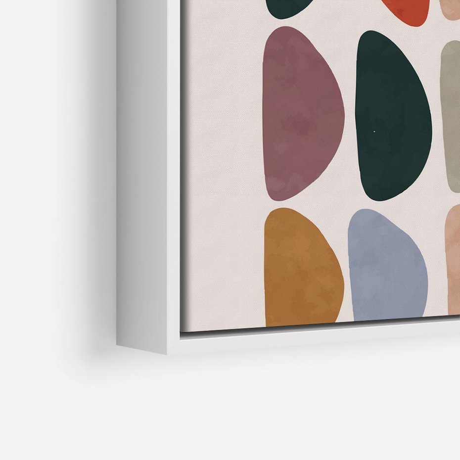 Obraz w ramie 80x80 - Granice Boho - abstrakcyjny obraz, geometryczna kompozycja - rama biała