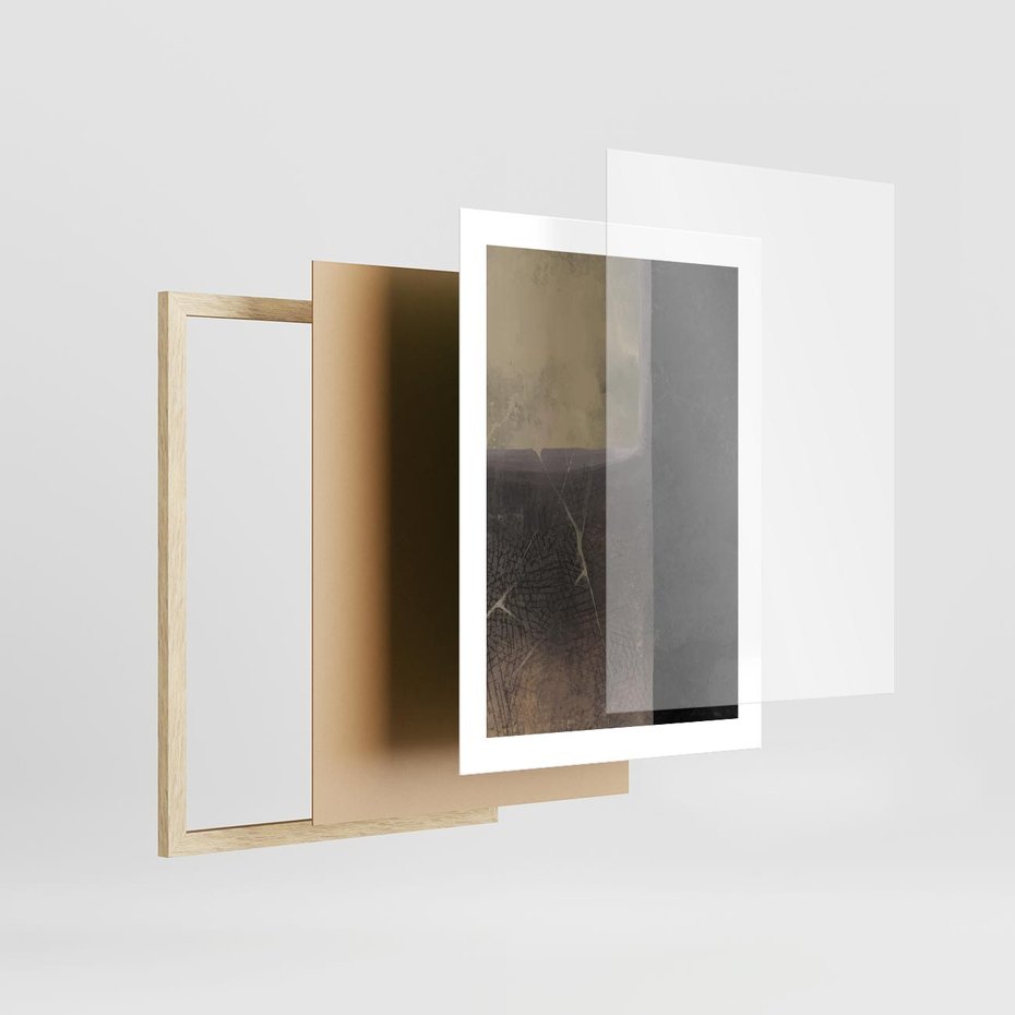 Plakat w ramie 30x40 - Kształty Urywane - mroczny plakat, nowoczesne wnętrza - rama drewno