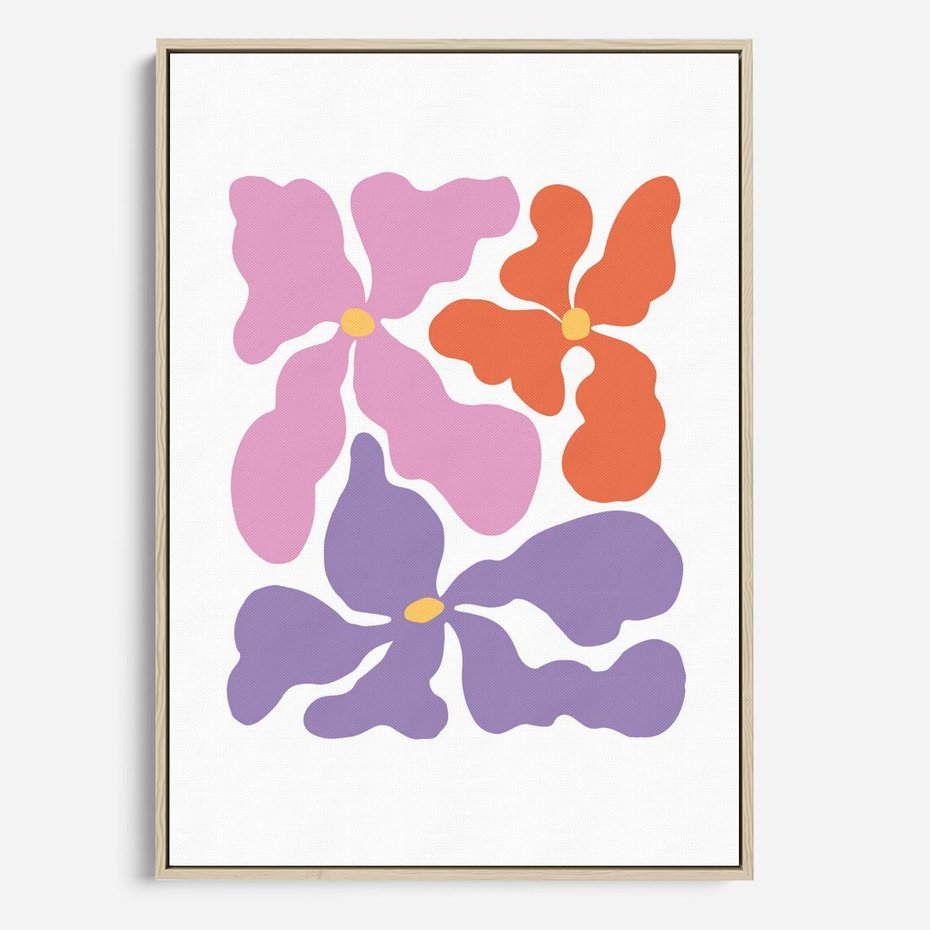 Obraz w ramie 50x70 - Bezgraniczne Wibracje - abstrakcyjne kolorowe kwiaty, minimlizm - rama drewno