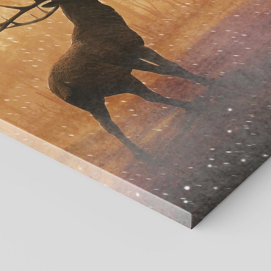 Obraz na płótnie 80x120 - Spotkanie jelena w lesie - jeleń, las