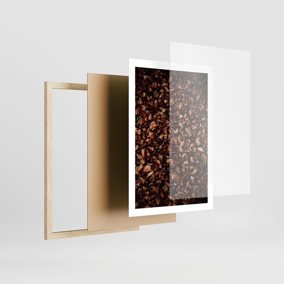 Plakat w ramie 50x70 - Jesienny Dywan - dywan z suchych liści, jesień - rama drewno