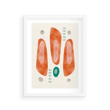 Plakat w ramie 30x40 - Księga Barw - abstrakcyjne formy, dominujący kolor pomarańczowy - rama biała