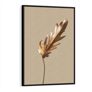 Obraz w ramie 70x100 - Piękno w Detalu - złoty, liść - rama czarna