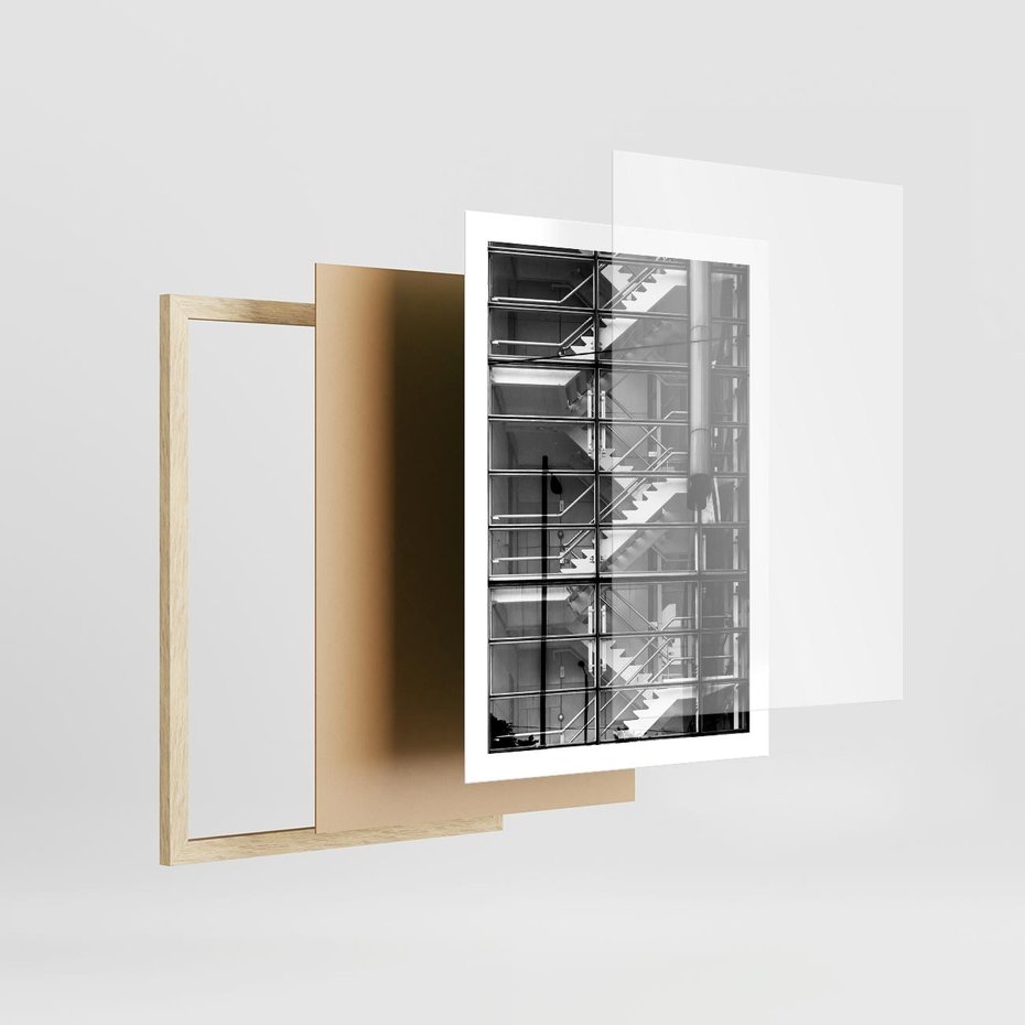 Plakat w ramie 50x70 - Schody do architektonicznej przestrzeni - schody, architektura - rama drewno