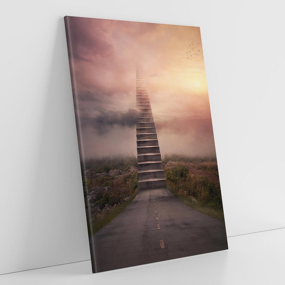 Obraz na płótnie 80x120 - Wędrówka po malowniczej drodze - droga, schody