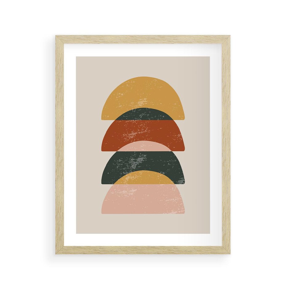 Plakat w ramie 40x50 - Energetyczne Wzory - nowoczesny plakat, abstrakcyjne kształty - rama drewno