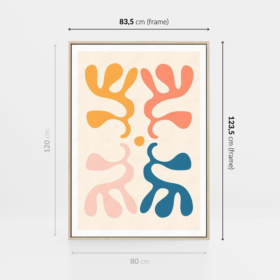 Obraz w ramie 80x120 - Migotliwe Akwarelowe Kontury - absrakcyjne dziwne formy, nowoczesny plakat - rama drewno