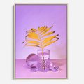 Obraz w ramie 50x70 - Minimalizm i Urok Natury - liście, pastele - rama drewno