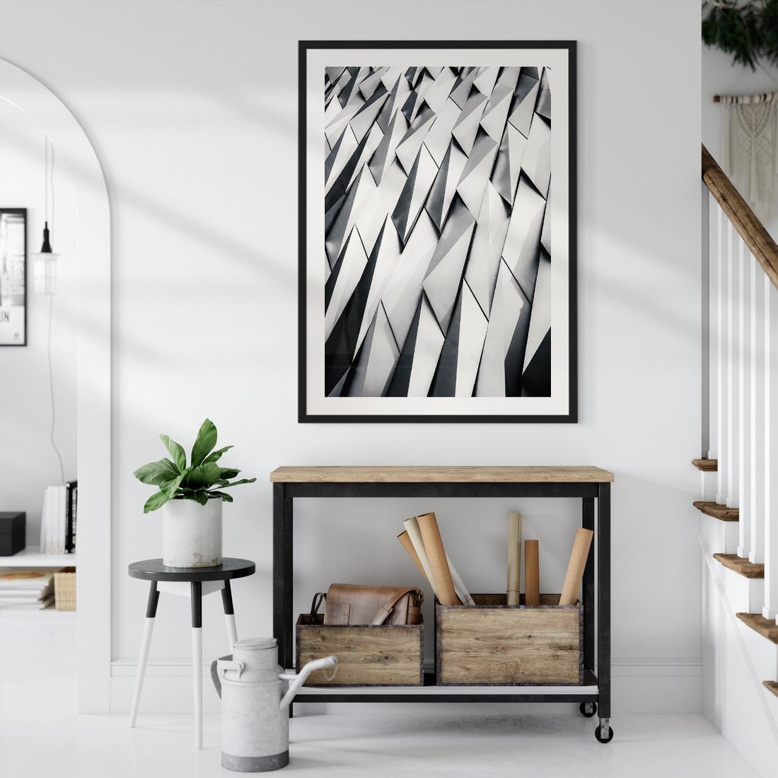 Plakat w ramie 50x70 - Geometryczna Nowoczesność - nowoczesna architektura, gemetryszne formy - rama czarna