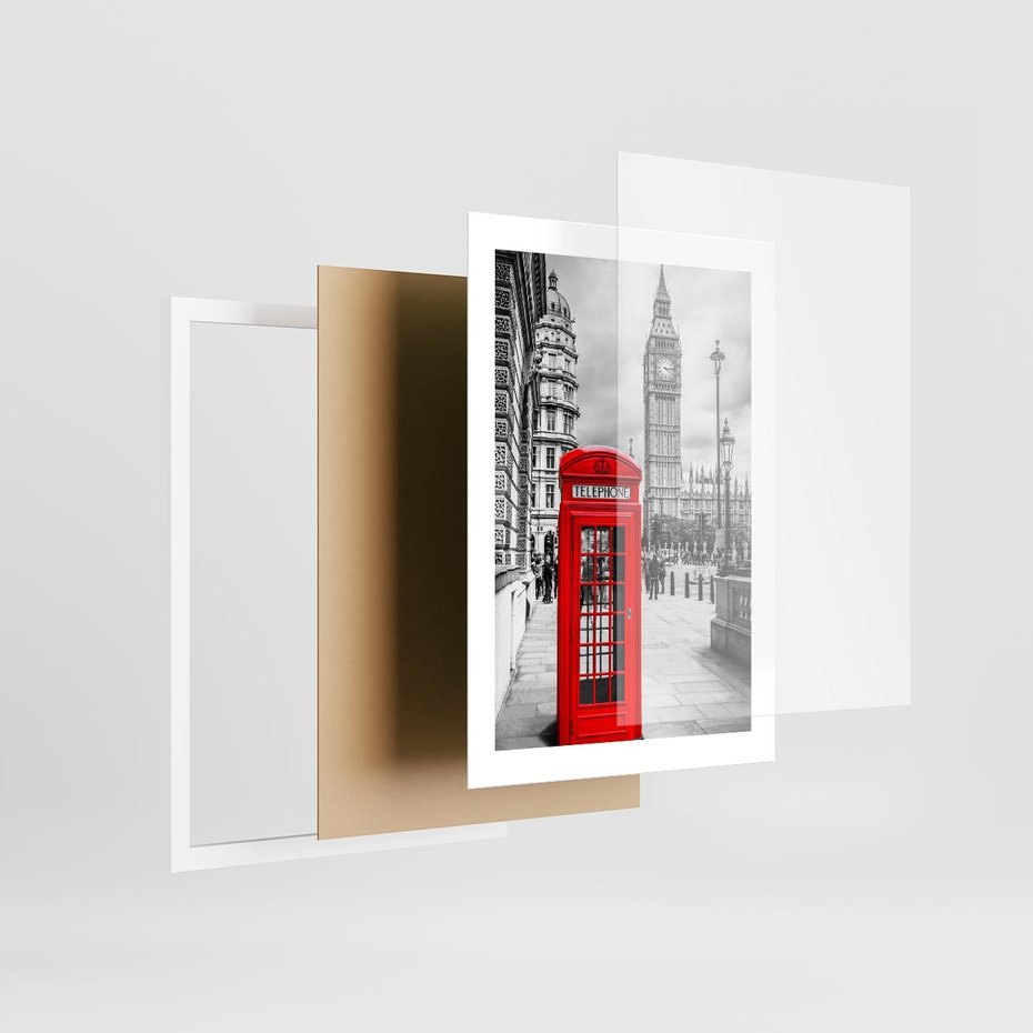 Plakat w ramie 30x40 - Ikoniczna budka w Londynie - Londyn, budka - rama biała